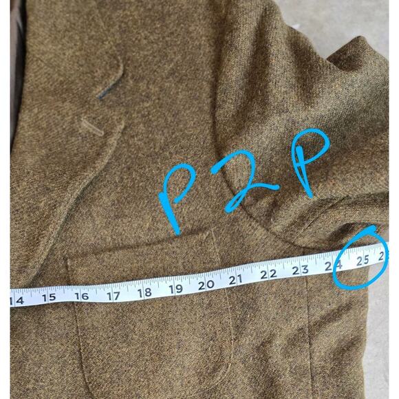 Vintage J. Crew Wool Mohair Blend Army Green Blazer Sport Coat Mens XL-Tall - Picture 5 of 8